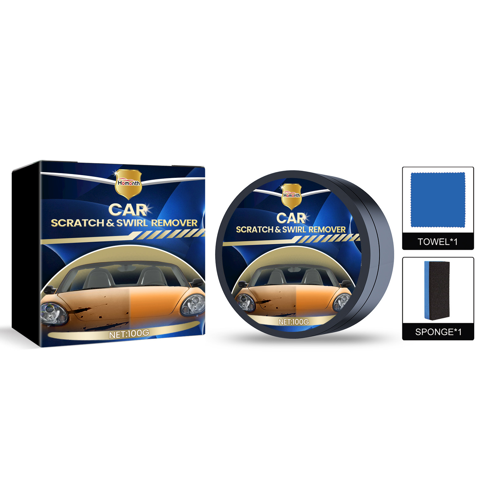 PAVEOS Rubbing Compound for Cars Clearance Scratch Repair Wax Car Scratch Repair Wax Car Solid Scratch Paste Car Wax to Removes Deep Scratches and Stains 100g Multi-color